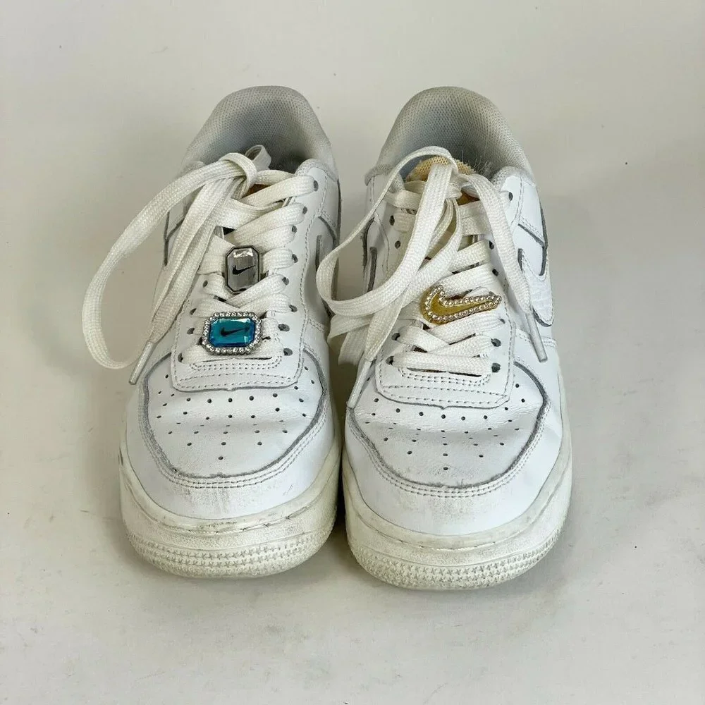Nike Womens Air Force 1´07 LX Bling CZ8101-100 Sneakers‎ White Size 5.5 Leather